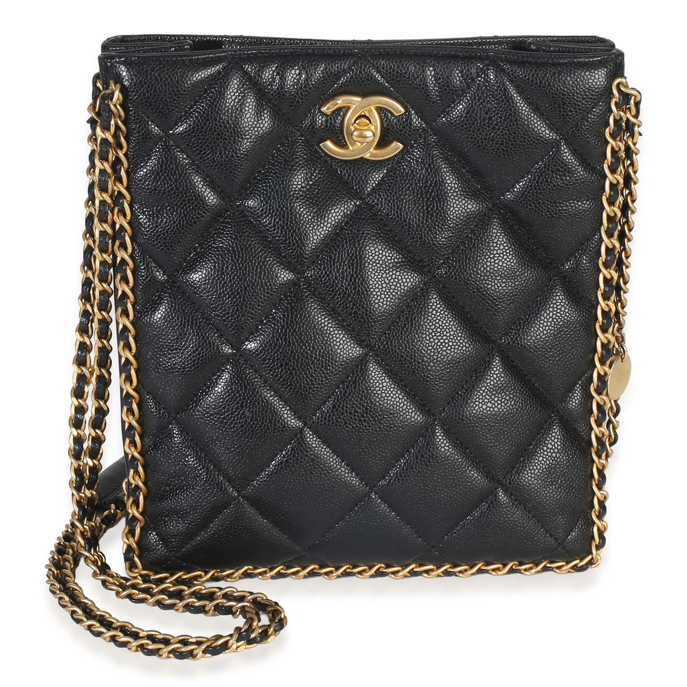Chanel Black Quilted Caviar Mini Never Ending Chain Tote